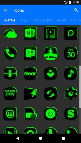 Flat Black and Green IconPack - Image screenshot of android app