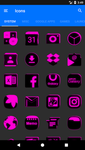 Flat Black and Pink Icon Pack - Image screenshot of android app