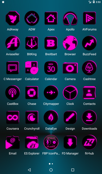 Flat Black and Pink Icon Pack - Image screenshot of android app