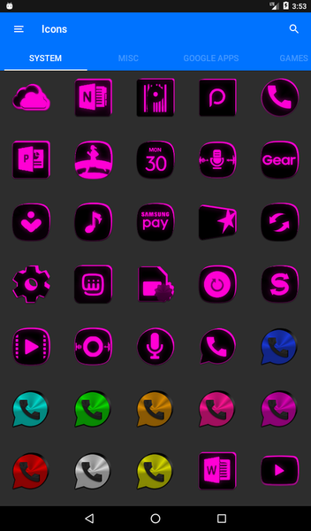 Flat Black and Pink Icon Pack - Image screenshot of android app