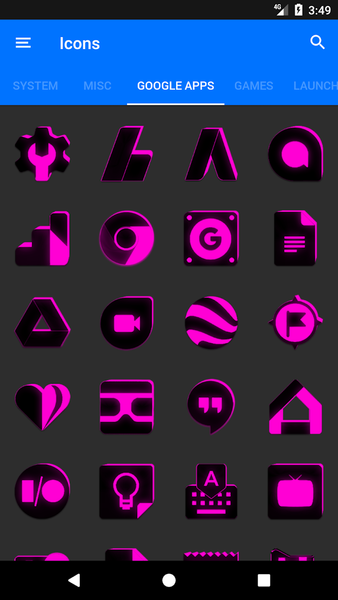 Flat Black and Pink Icon Pack - Image screenshot of android app