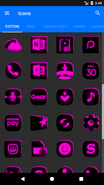 Flat Black and Pink Icon Pack - Image screenshot of android app