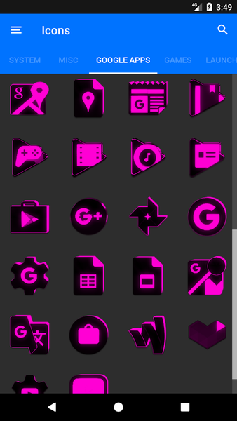 Flat Black and Pink Icon Pack - Image screenshot of android app