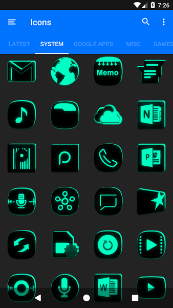 Flat Black and Teal Icon Pack - عکس برنامه موبایلی اندروید