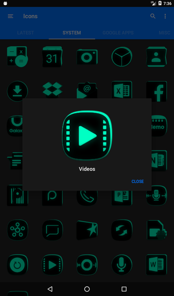Flat Black and Teal Icon Pack - عکس برنامه موبایلی اندروید