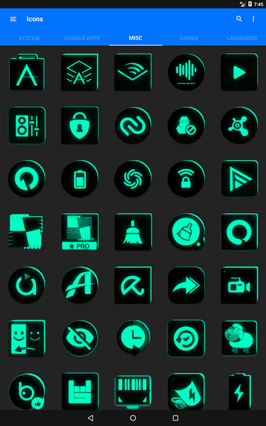 Flat Black and Teal Icon Pack - عکس برنامه موبایلی اندروید