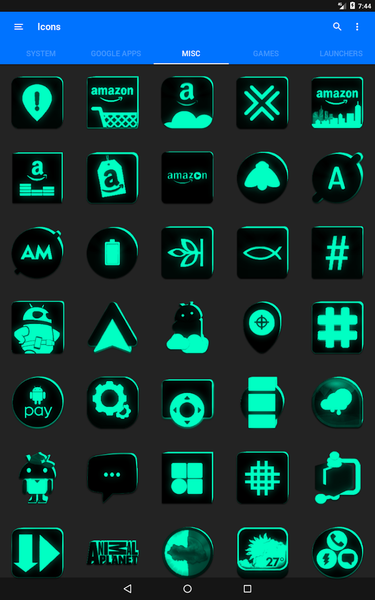 Flat Black and Teal Icon Pack - عکس برنامه موبایلی اندروید