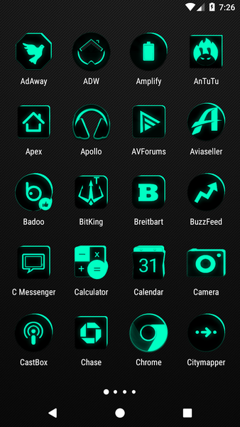 Flat Black and Teal Icon Pack - عکس برنامه موبایلی اندروید