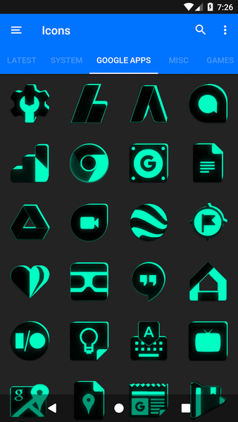 Flat Black and Teal Icon Pack - عکس برنامه موبایلی اندروید