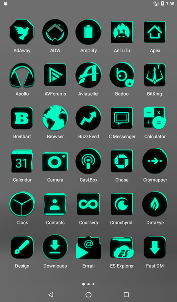 Flat Black and Teal Icon Pack - عکس برنامه موبایلی اندروید
