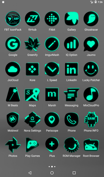 Flat Black and Teal Icon Pack - عکس برنامه موبایلی اندروید