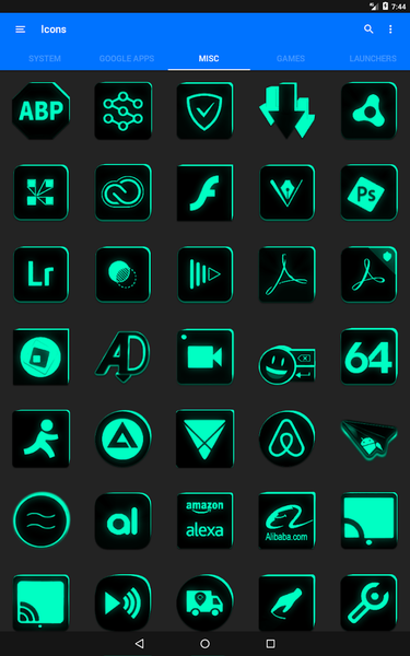 Flat Black and Teal Icon Pack - عکس برنامه موبایلی اندروید