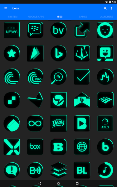 Flat Black and Teal Icon Pack - عکس برنامه موبایلی اندروید