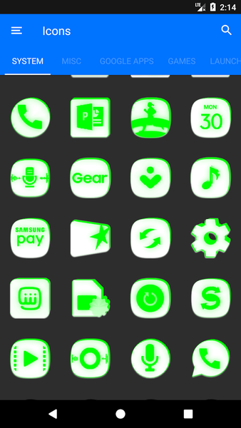 Inverted White Green Icon Pack - عکس برنامه موبایلی اندروید