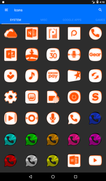 Inverted White Orange IconPack - عکس برنامه موبایلی اندروید