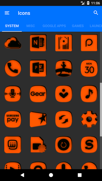Orange and Black Icon Pack - Image screenshot of android app