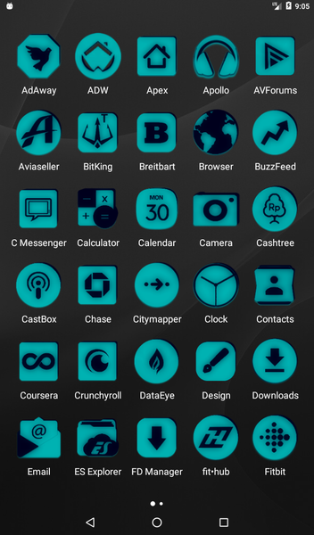 Teal and Black Icon Pack - Image screenshot of android app