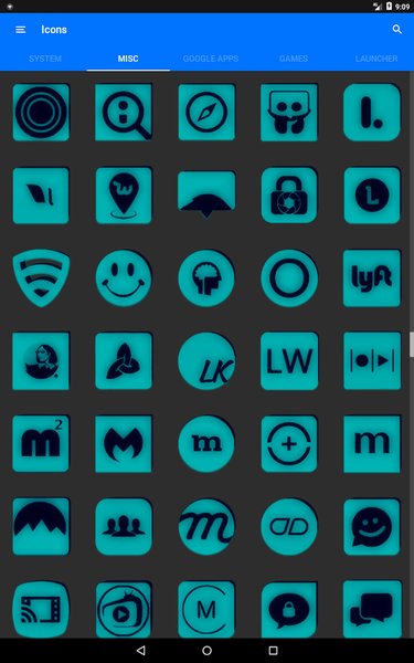 Teal and Black Icon Pack - Image screenshot of android app