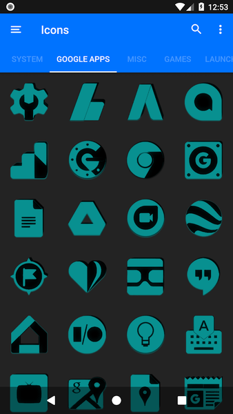Teal and Black Icon Pack - Image screenshot of android app
