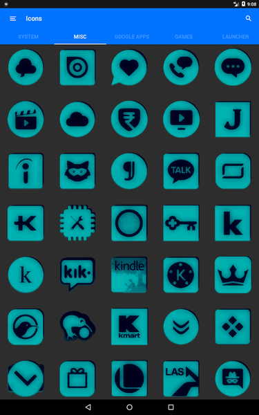 Teal and Black Icon Pack - Image screenshot of android app