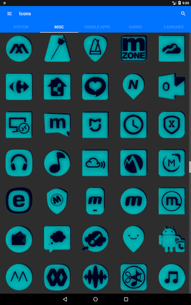 Teal and Black Icon Pack - Image screenshot of android app