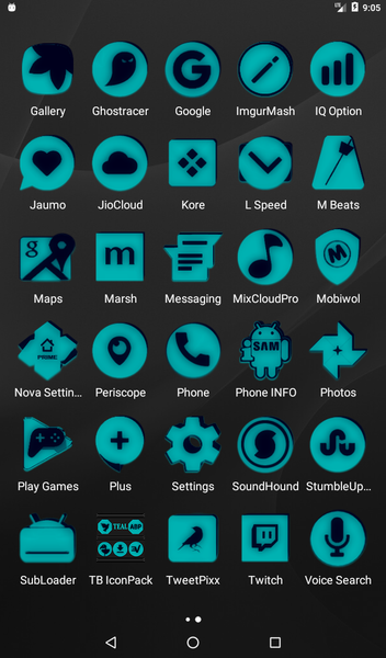 Teal and Black Icon Pack - Image screenshot of android app