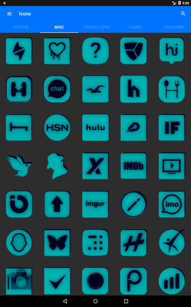 Teal and Black Icon Pack - Image screenshot of android app