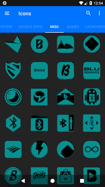 Teal and Black Icon Pack - Image screenshot of android app