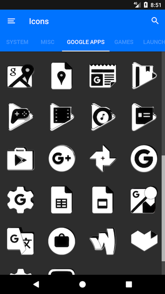 White and Black Icon Pack - عکس برنامه موبایلی اندروید