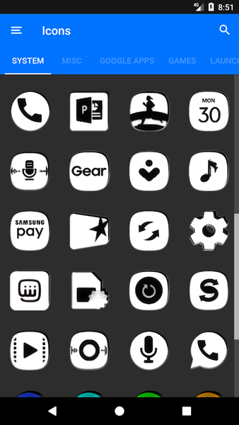 White and Black Icon Pack - عکس برنامه موبایلی اندروید