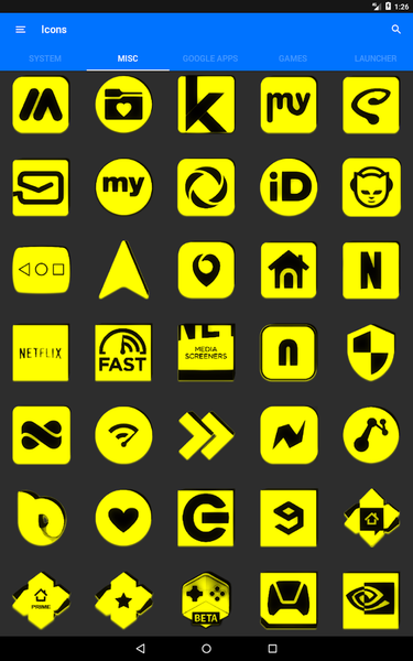 Yellow and Black Icon Pack - Image screenshot of android app