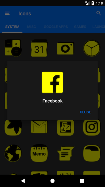 Yellow and Black Icon Pack - Image screenshot of android app