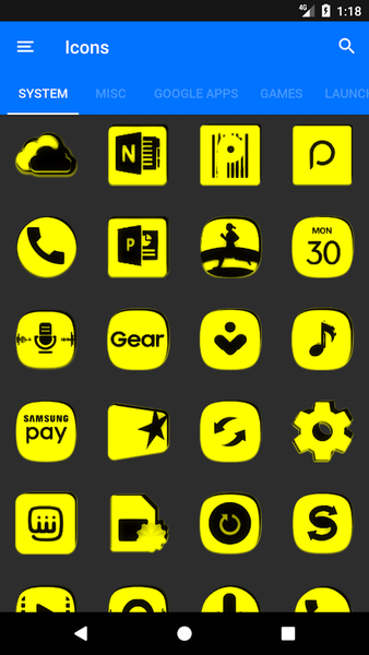 Yellow and Black Icon Pack - Image screenshot of android app