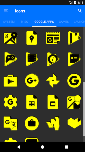 Yellow and Black Icon Pack - Image screenshot of android app
