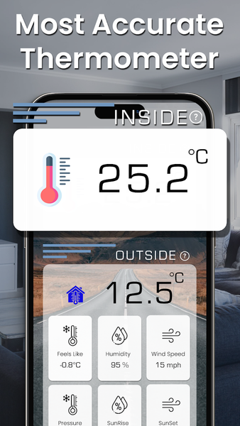 Real Thermometer: Temperature - عکس برنامه موبایلی اندروید