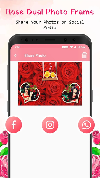 Rose Dual Photo Frame - عکس برنامه موبایلی اندروید