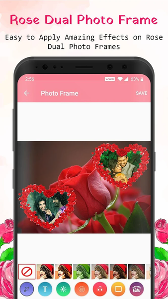 Rose Dual Photo Frame - عکس برنامه موبایلی اندروید