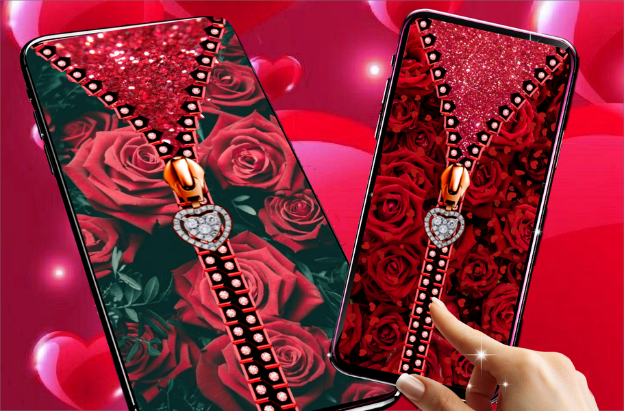Rose Heart Zipper Lock Screen - عکس برنامه موبایلی اندروید