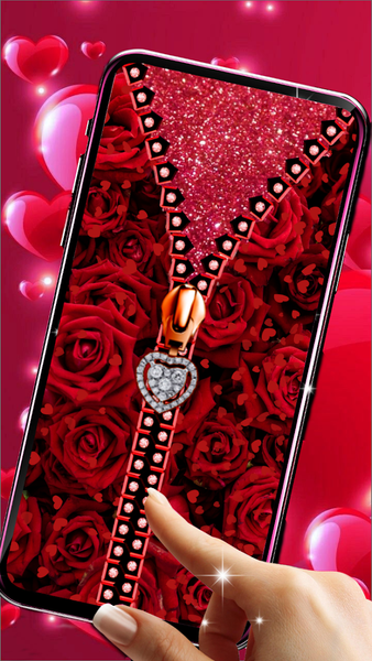 Rose Heart Zipper Lock Screen - عکس برنامه موبایلی اندروید