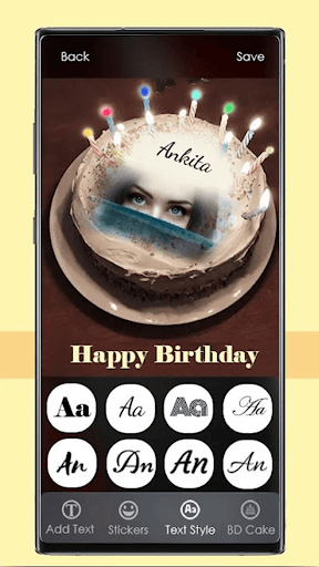 Name photo on birthday cake - Image screenshot of android app