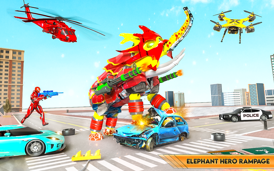 Elephant Robot Limo Robot Car - Gameplay image of android game