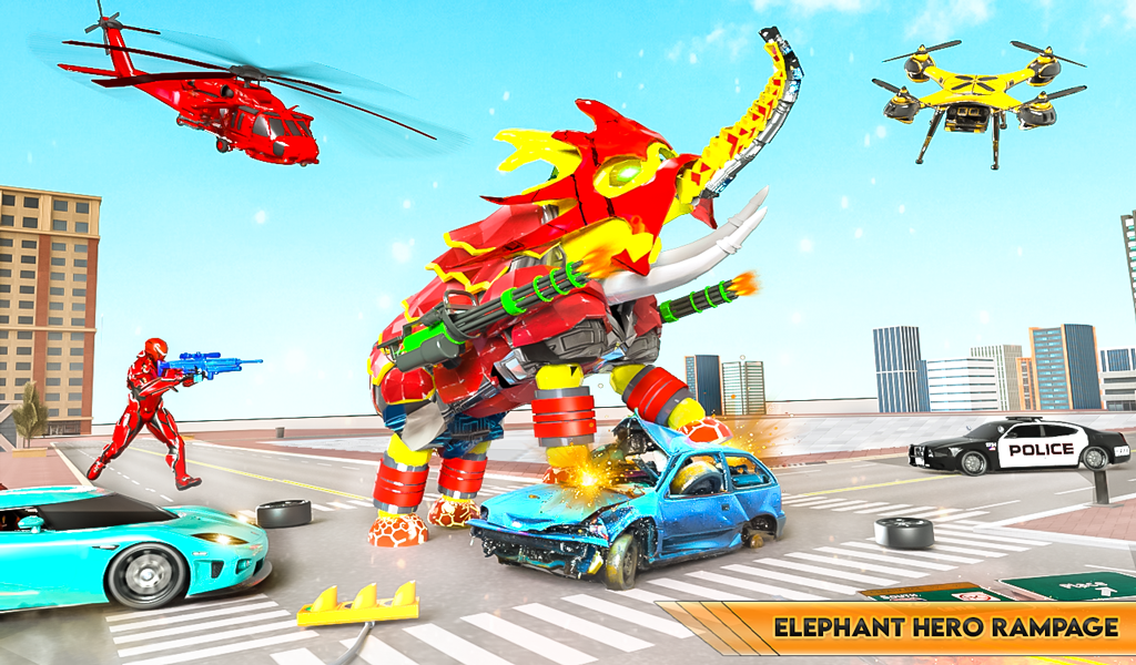 Elephant Robot Limo Robot Car - Gameplay image of android game