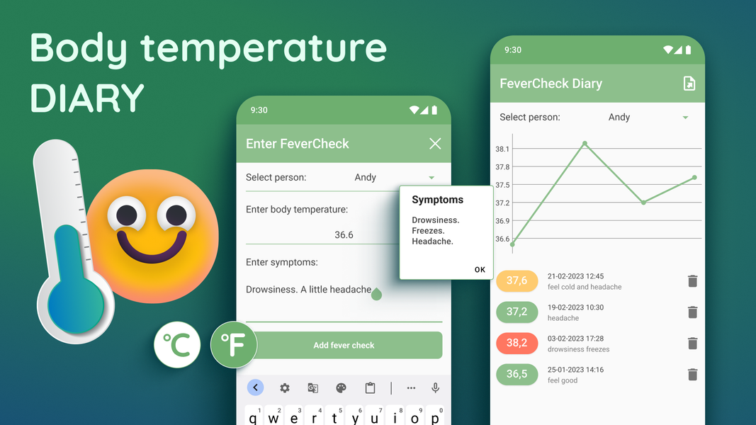 Body Temperature・Fever Tracker - Image screenshot of android app