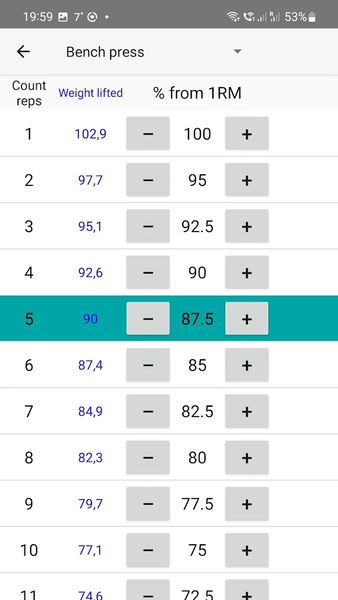 Rep Max Calculator - عکس برنامه موبایلی اندروید