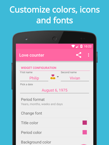 Love Counter Widget - عکس برنامه موبایلی اندروید