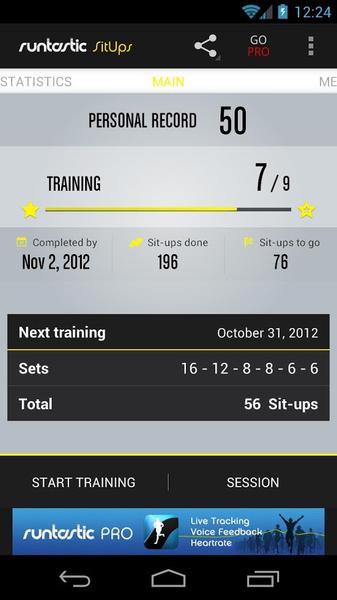 Runtastic Sit-Ups Workout - Image screenshot of android app