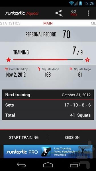 Runtastic Squats Workout - Image screenshot of android app
