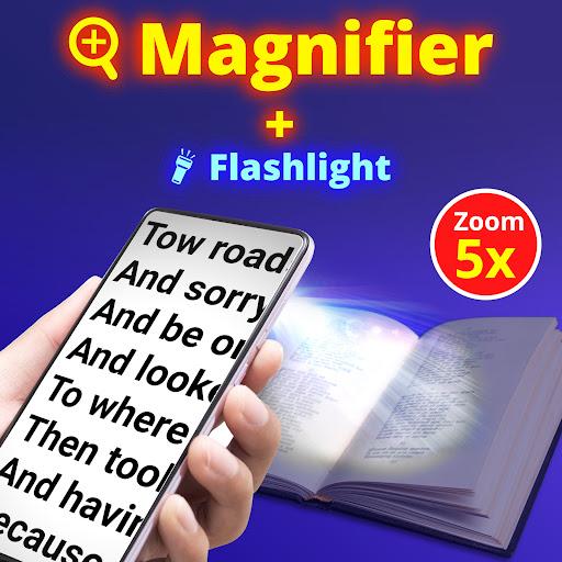 Magnifying Glass + Flashlight - عکس برنامه موبایلی اندروید