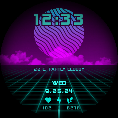 Vaporwave Watch Face - Image screenshot of android app