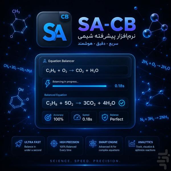 موازنه گر واکنش های شیمی - عکس برنامه موبایلی اندروید
